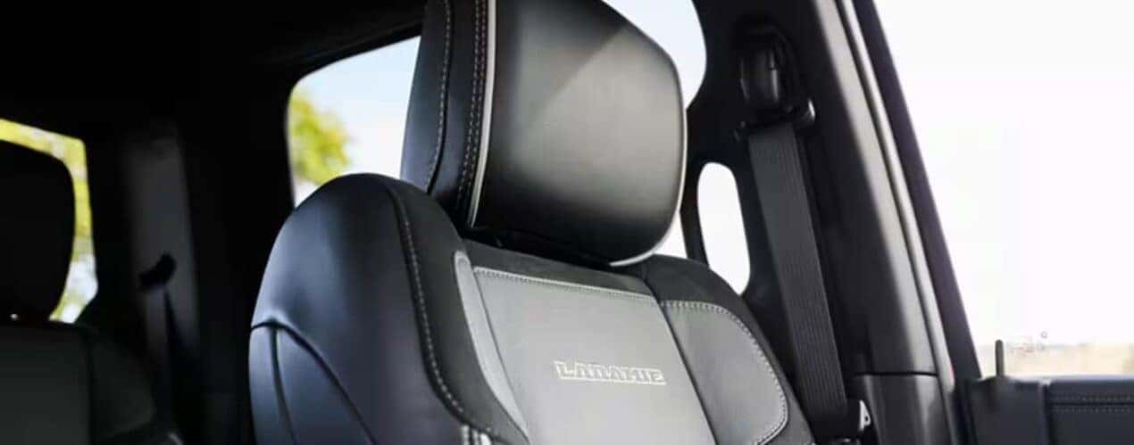 The black and gray seating is shown in a 2025 Ram 2500 Laramie.