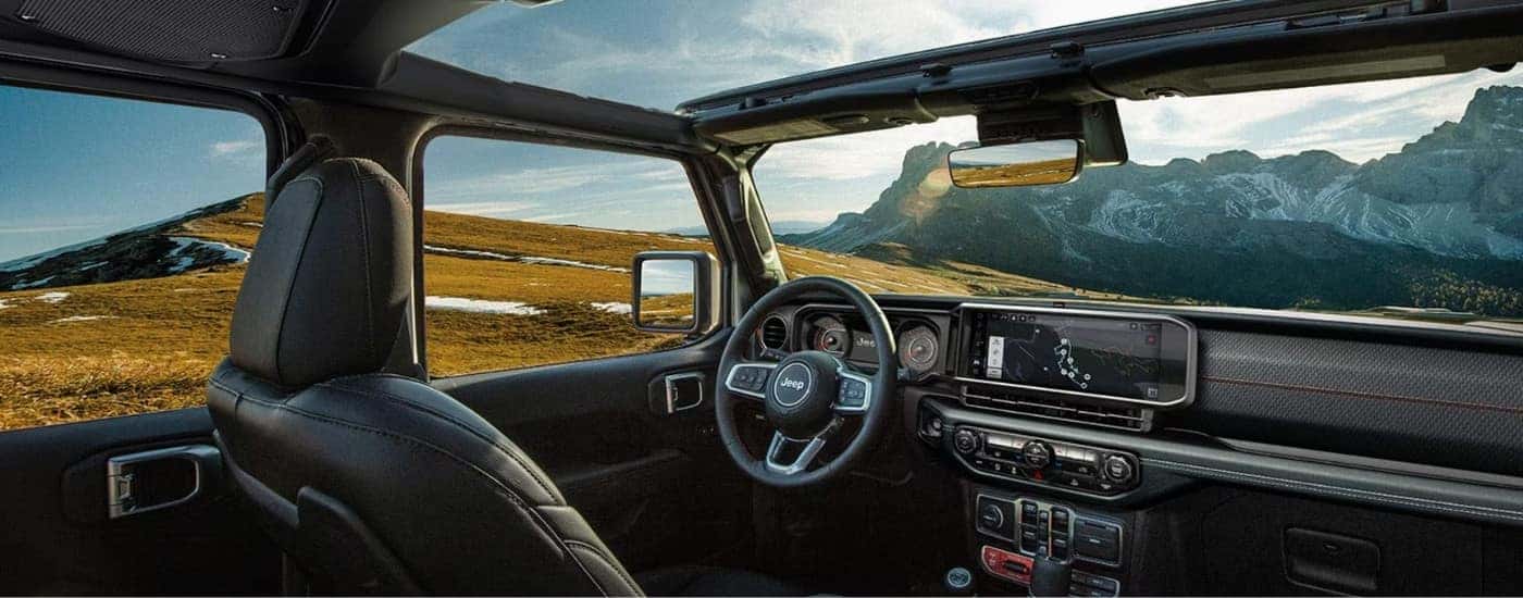 The interior of a 2025 Jeep Wrangler for sale near Covington.