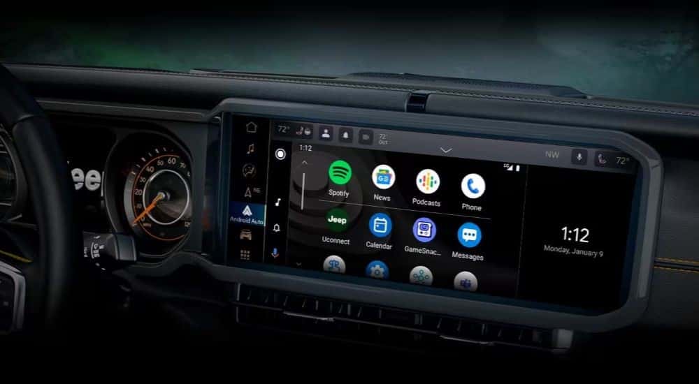 Apps on the infotainment screen in a 2025 Jeep Wrangler.