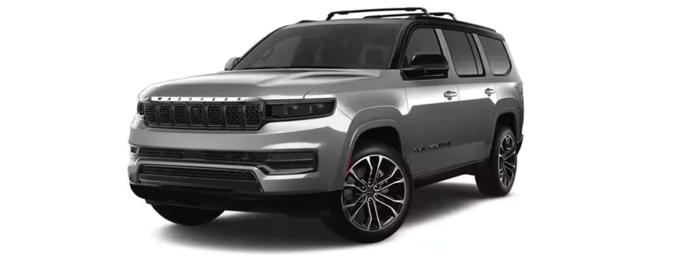 A silver 2025 Jeep Wagoneer Series III Obsidian angled left.