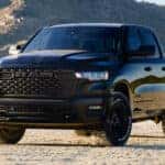 Head on view of a black 2026 Ram 1500.