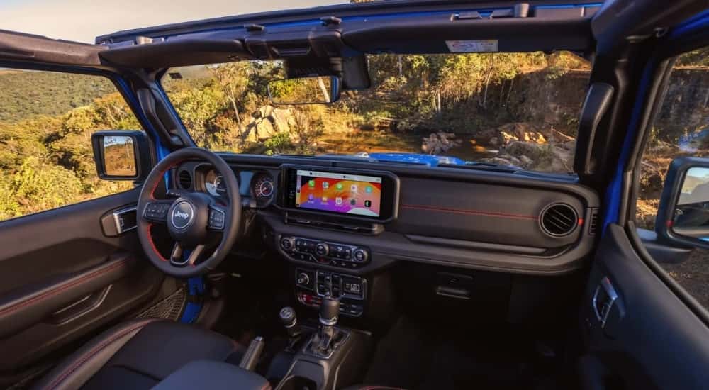 Black interior of a 2025 Jeep Wrangler Unlimited Rubicon