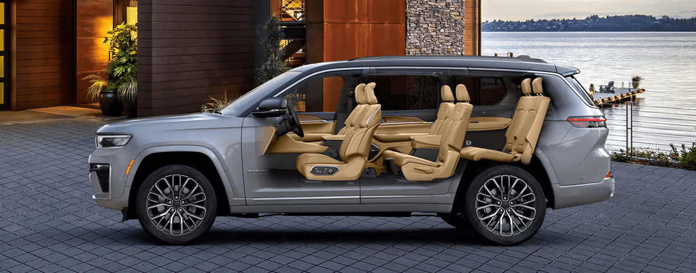 Cross section showing the interior three rows found in the 2026 Jeep Grand Cherokee L
