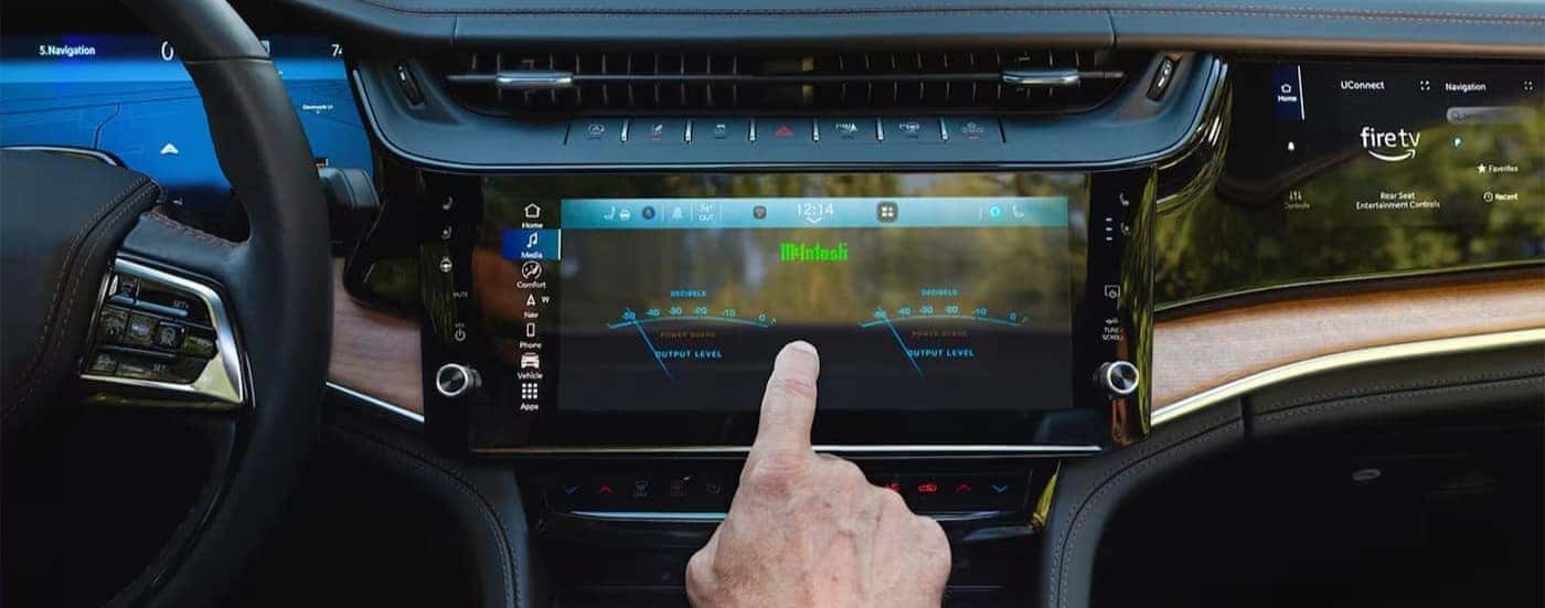 The infotainment screen in a 2026 Jeep Grand Cherokee.
