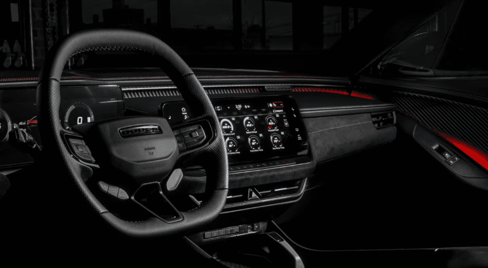 Black interior and infotainment in a 2026 Dodge Charger