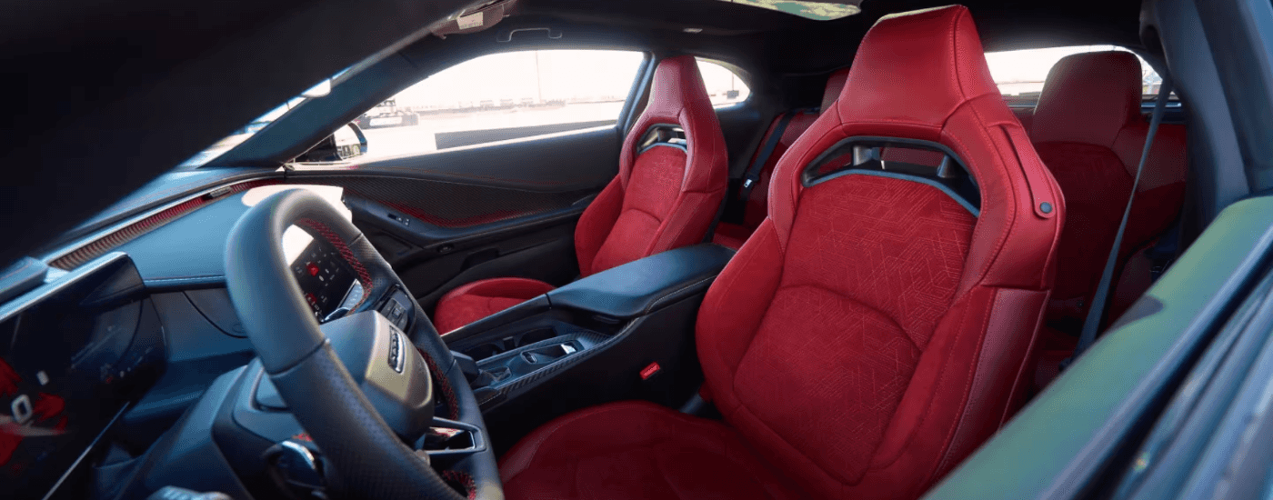 Red suede interior in a 2026 Dodge Charger