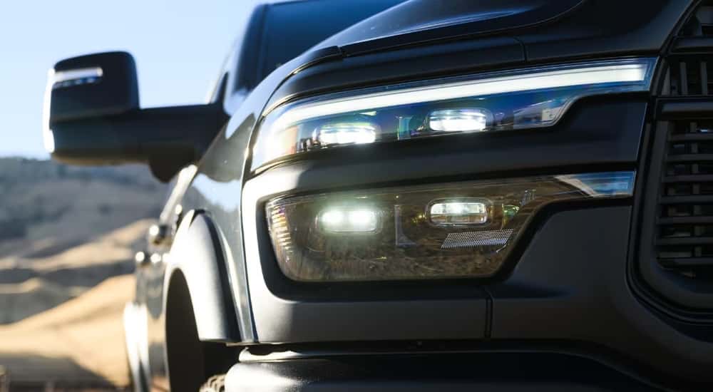 passenger side headlight on a black 2026 Ram 2500