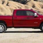 A red 2026 Ram 2500 parked offroad.