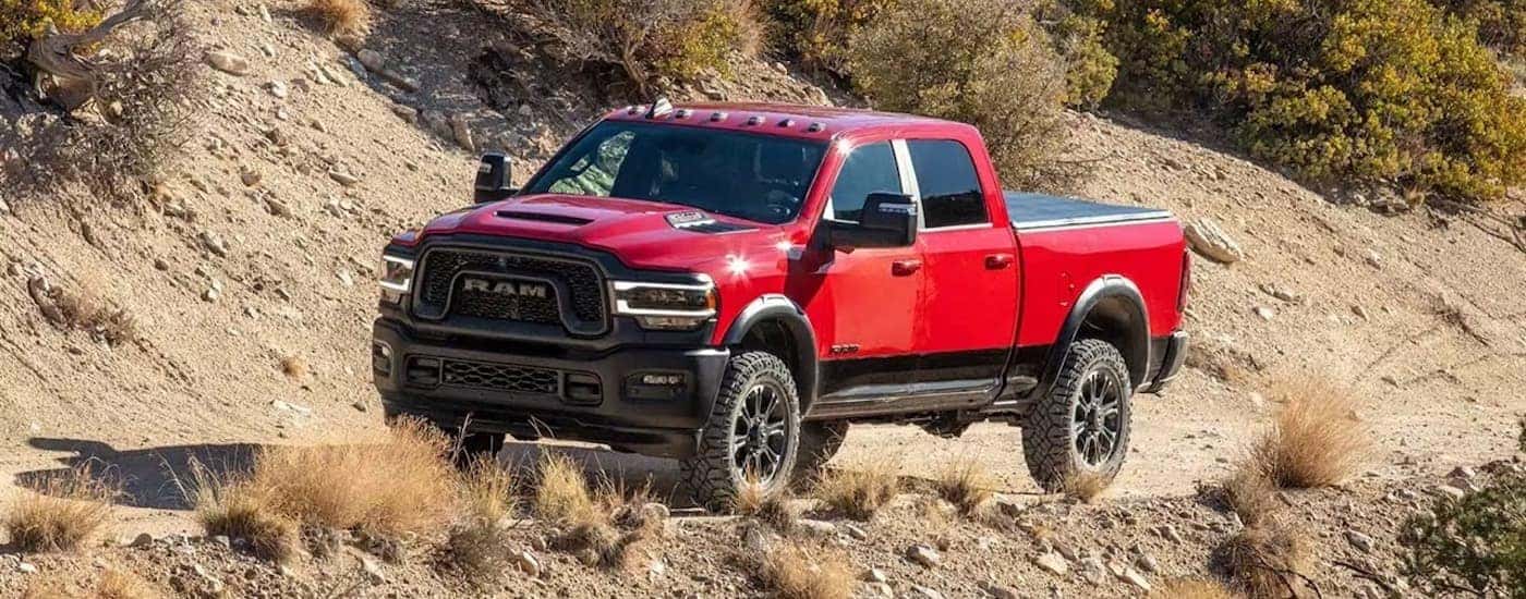 A red 2026 Ram 2500 from the front at an angle.