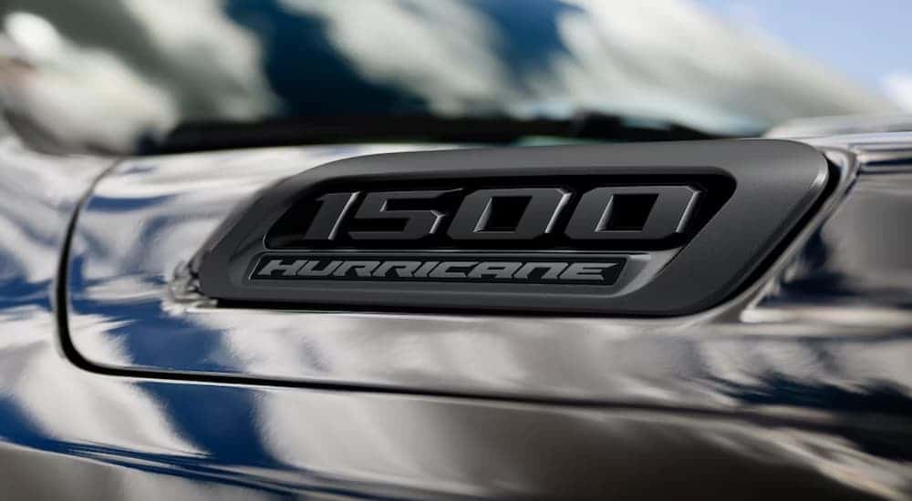 Hurricane badge on the hood of a black 2026 Ram 1500