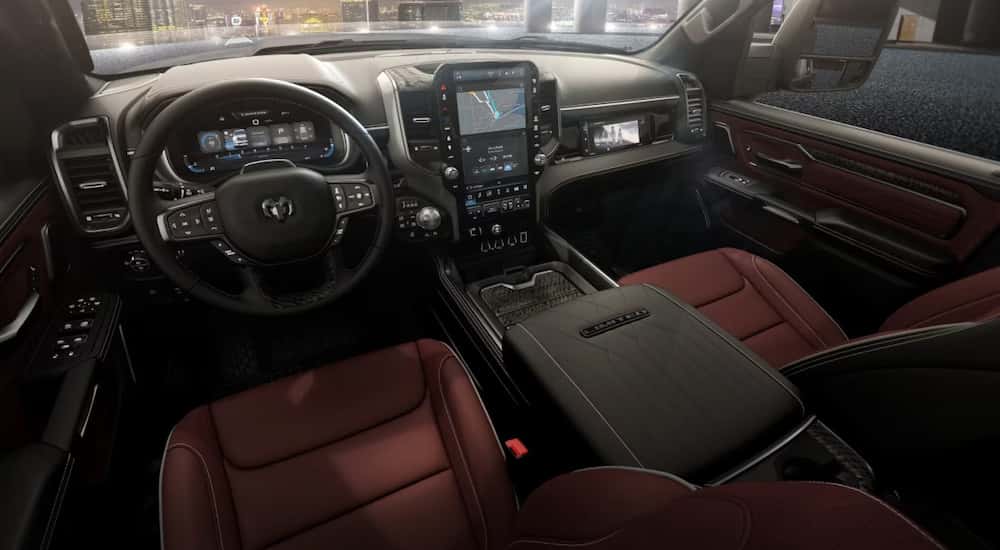 Red and black interior of a 2026 Ram 1500