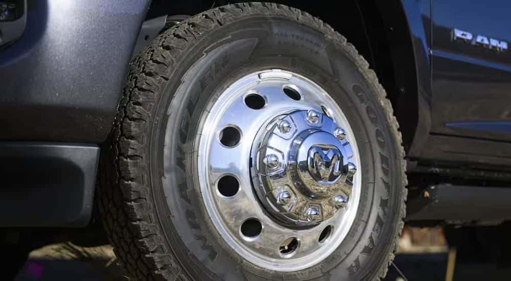 Close-up of a wheel on a 2026 Ram 3500.