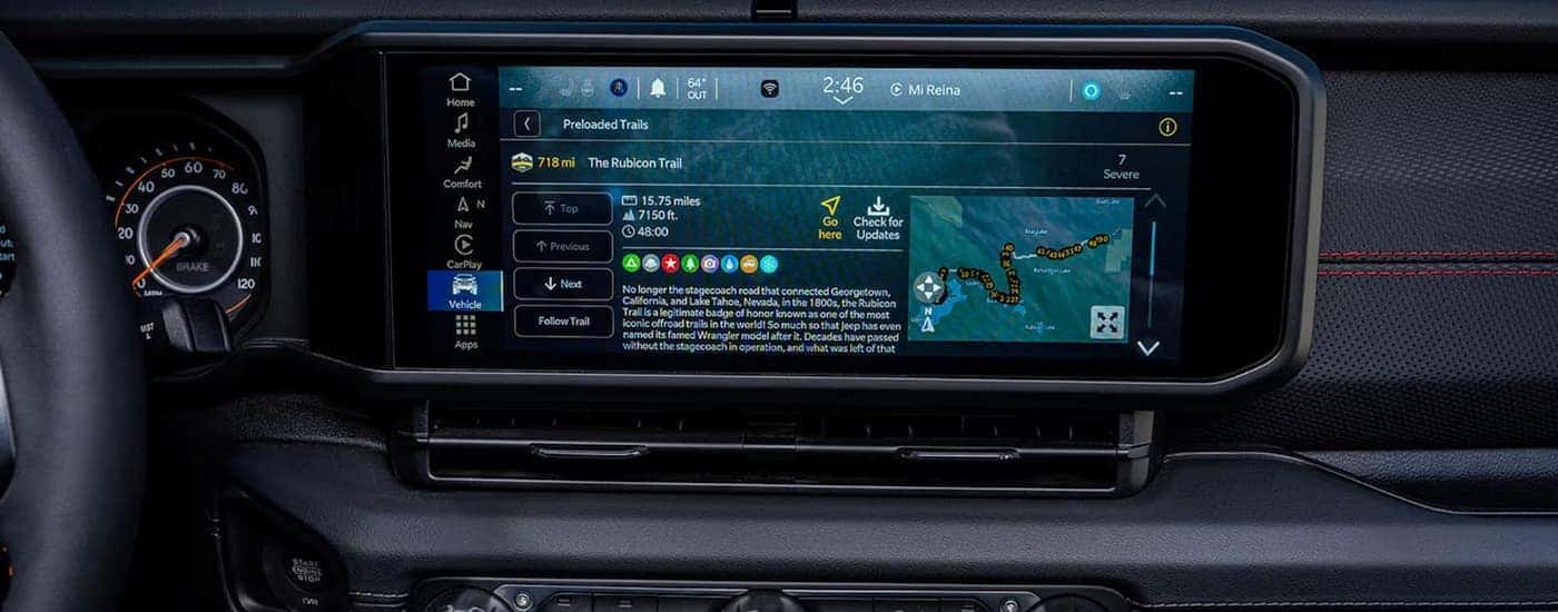 Infotainment display and dashboard in a 2025 Jeep Gladiator