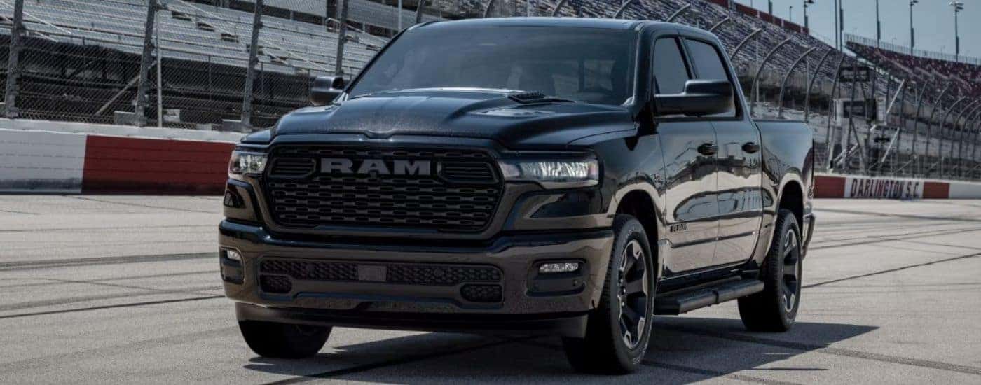 2026 Black Ram 1500 Black Express on a racetrack.