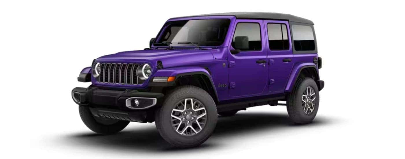 A purple 2026 Jeep Wrangler angled left.