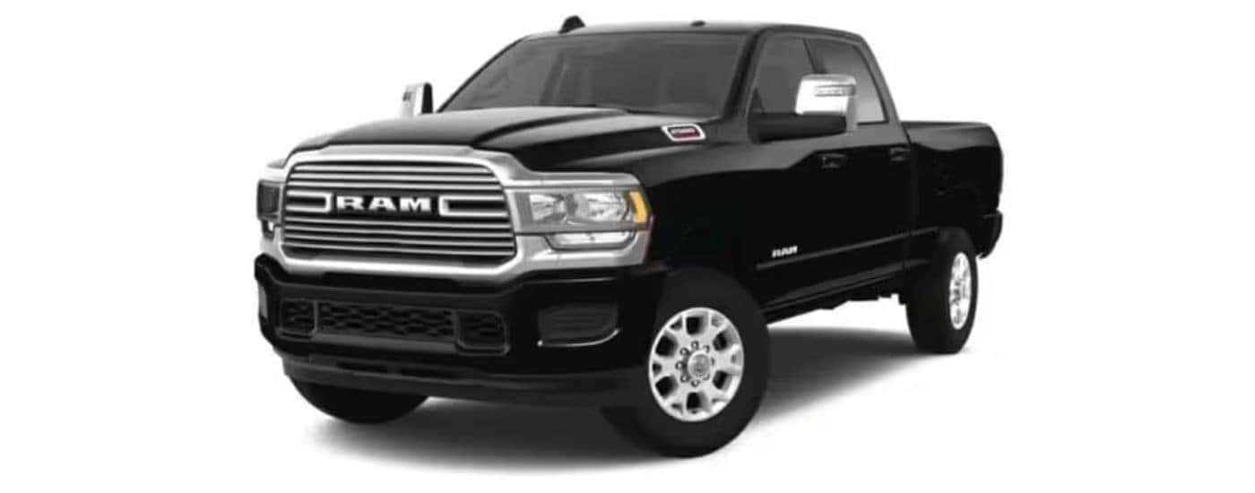 A black 2021 Ram 2500 with a white background.