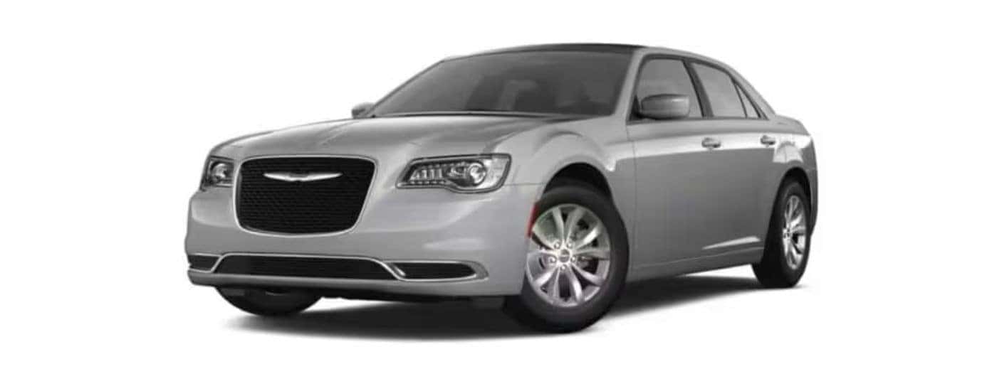 A gray 2021 Chrysler 300 with a white background.