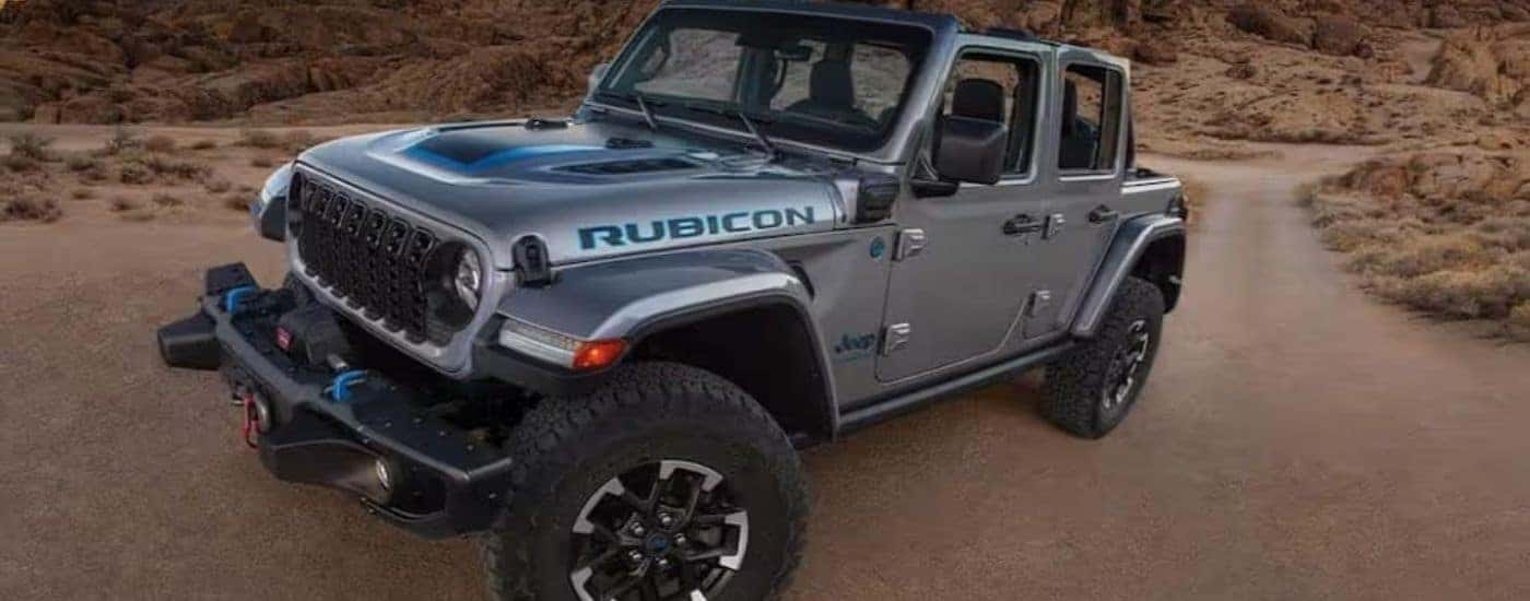 a silver 2024 Jeep Wrangler Rubicon 4xe