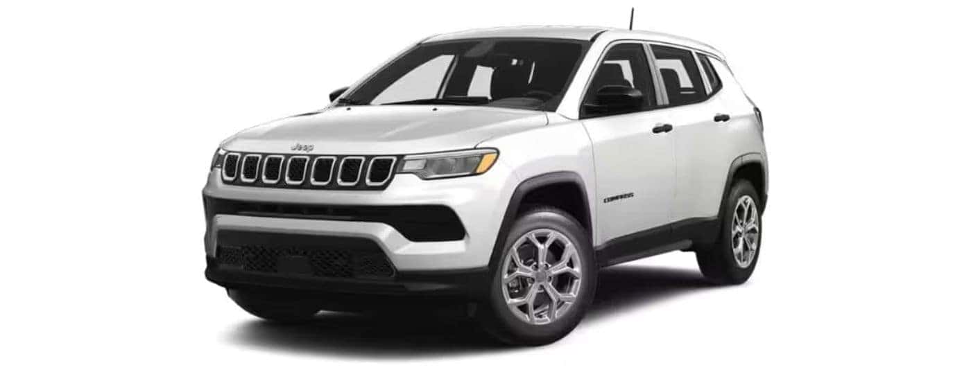 White 2024 Jeep Compass angled left.