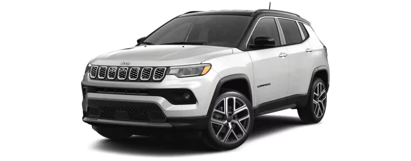 White 2025 Jeep Compass Limited angled left.