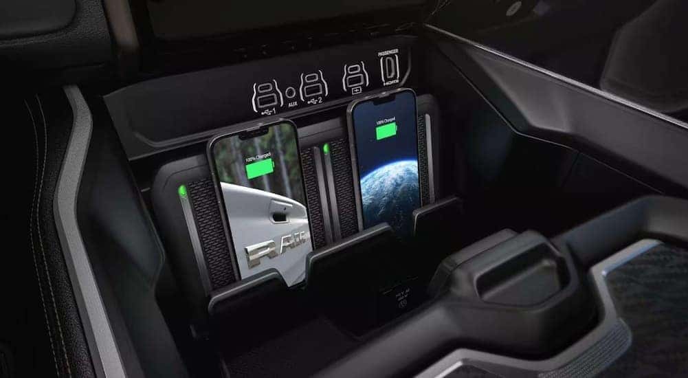 Cellphones charging in a 2027 Ram 1500