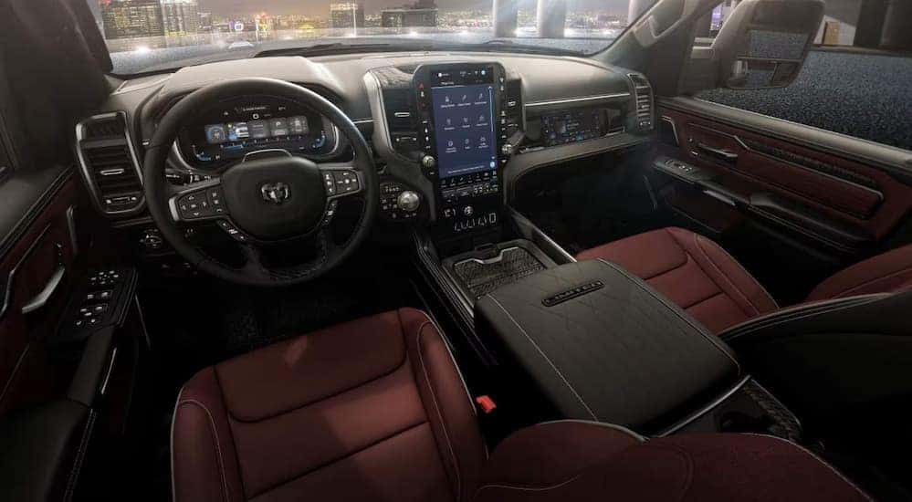 Multi-colored interior and dash in a 2027 Ram 1500.