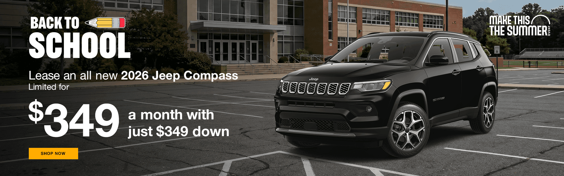 Lease an all new 2026 Jeep Compass Limited for $349 a month with just $349 down