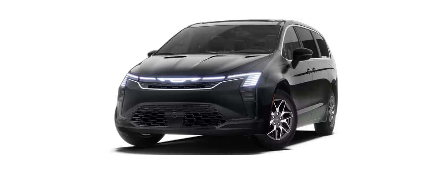 A black 2027 Chrysler Pacifica Limited angled left.